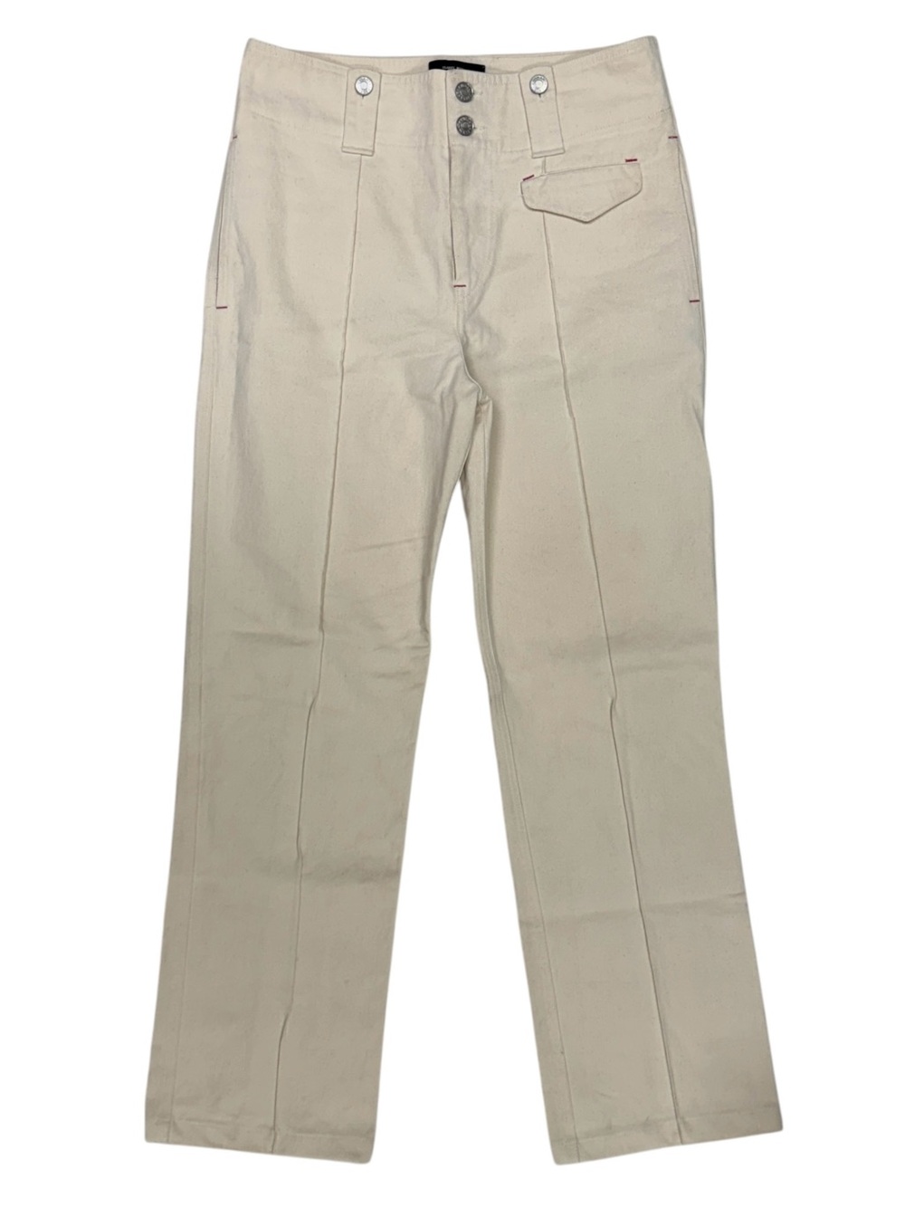 Isabel Marant Pants Women 8 40 Beige Dilemony Trouser High Waist Straight Cotton - Picture 2 of 11